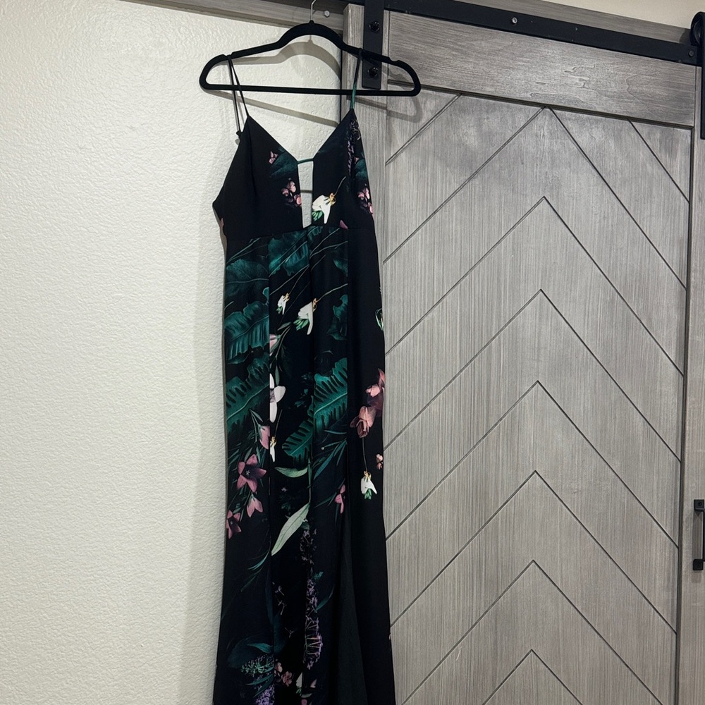 Stylestalker Black and Green Floral Maxi Dress